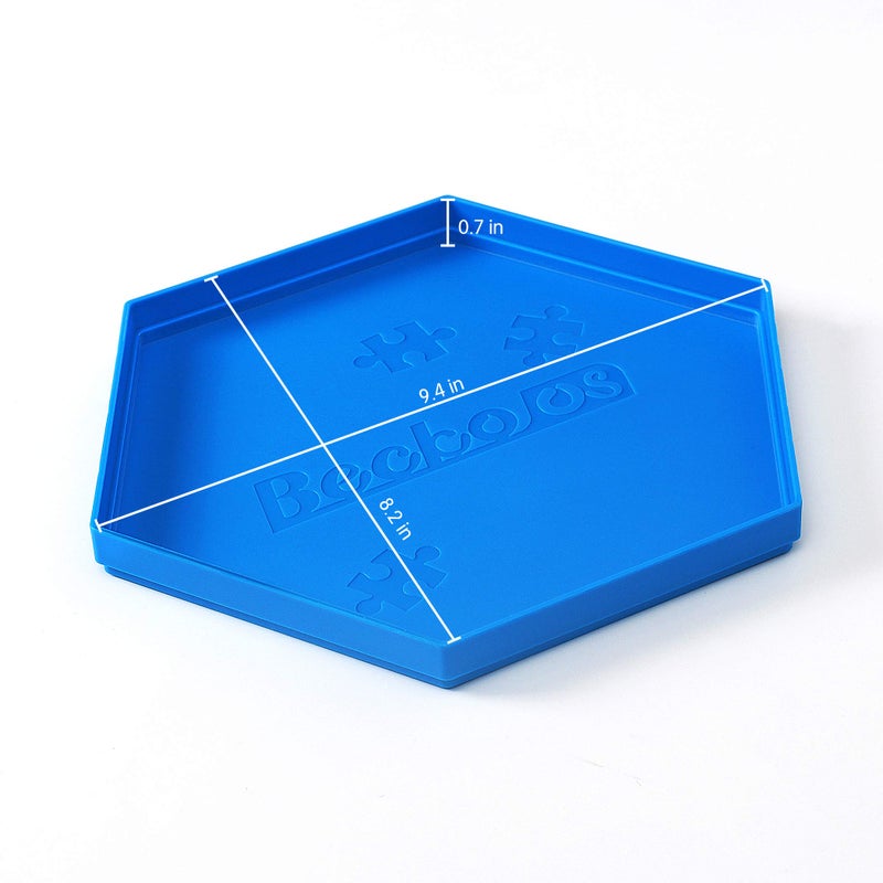 Becko US Stackable Puzzle Sorting Trays Jigsaw Puzzle Sorters with Lid Puzzle Accessory for Puzzles Up to 1500 Pieces, 8 Hexagonal Trays in White & Blue - Image 2